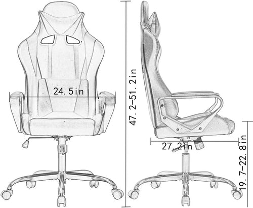 Ergonomic Gaming Chair White With Lumbar Support High Back